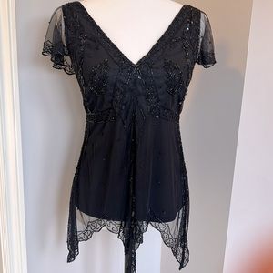 Beautiful black beaded Scala top. Worn twice and in excellent condition